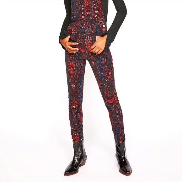 Free People Paisley Corduroy Overalls - Picture 3 of 8